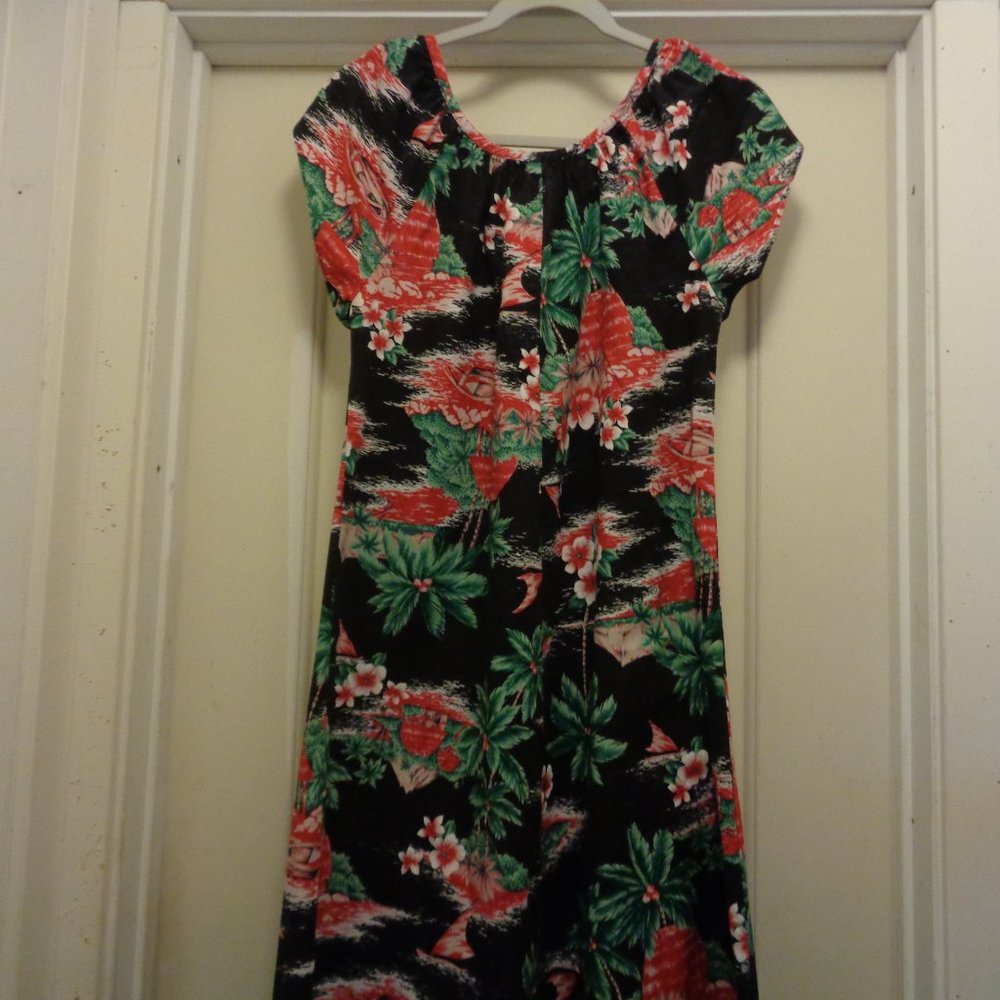 VTG HILO HATTIE TAHITI FLORALS COTTON MUMU M - Picture 6 of 7